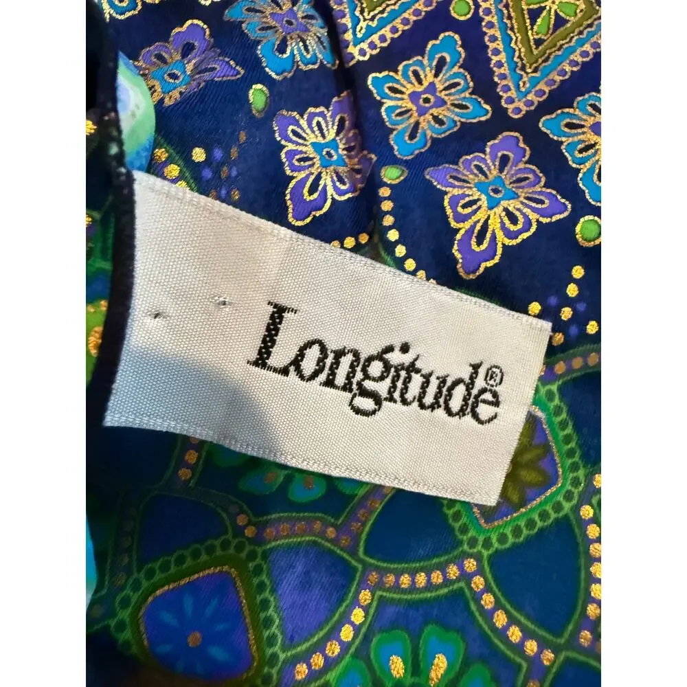 Longitude Sarong Swim Cover Up Blue Green Gold